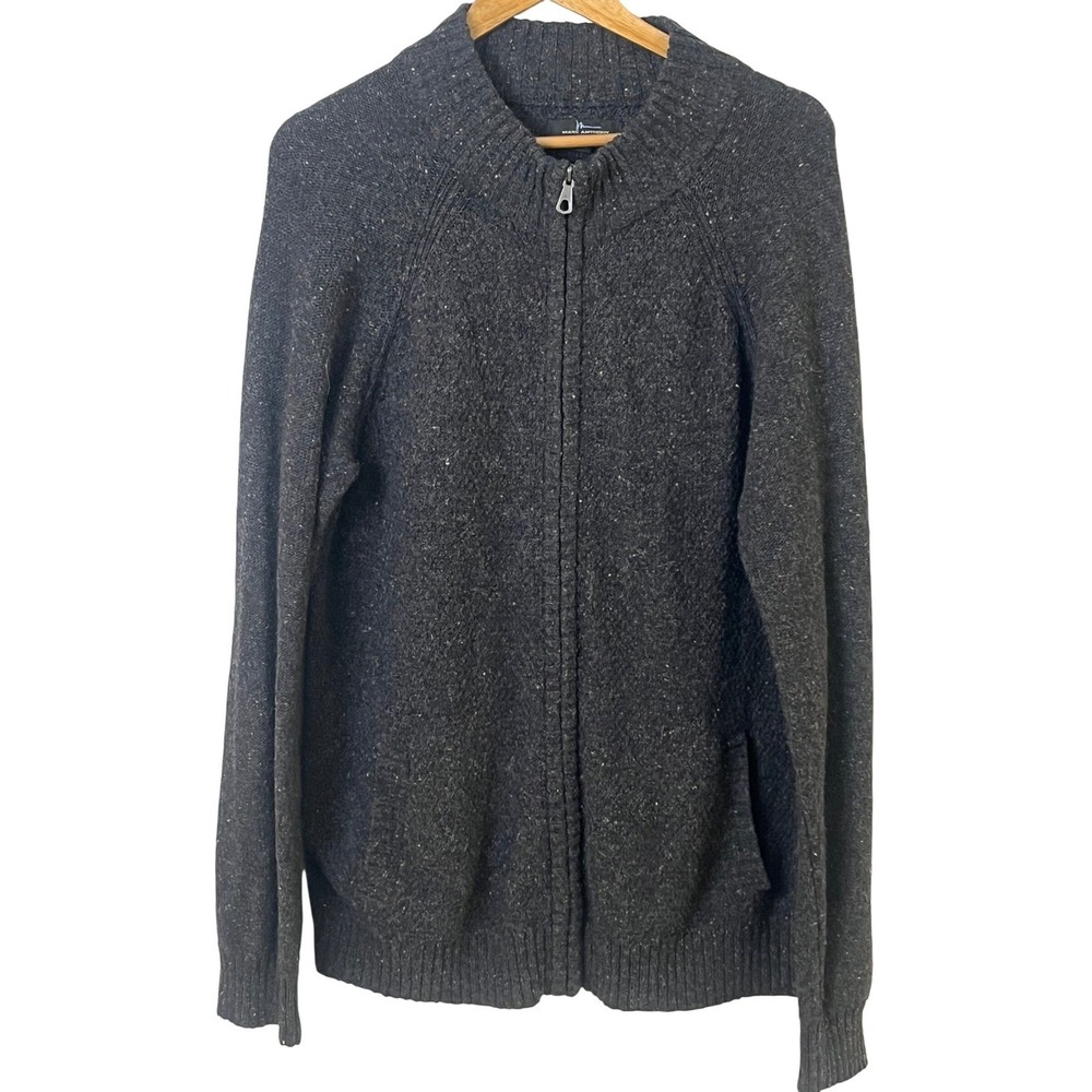 Marc Anthony Speckled Heather Gray Full Zip Sweater Wool Alpaca Mix XL NWOT Mens